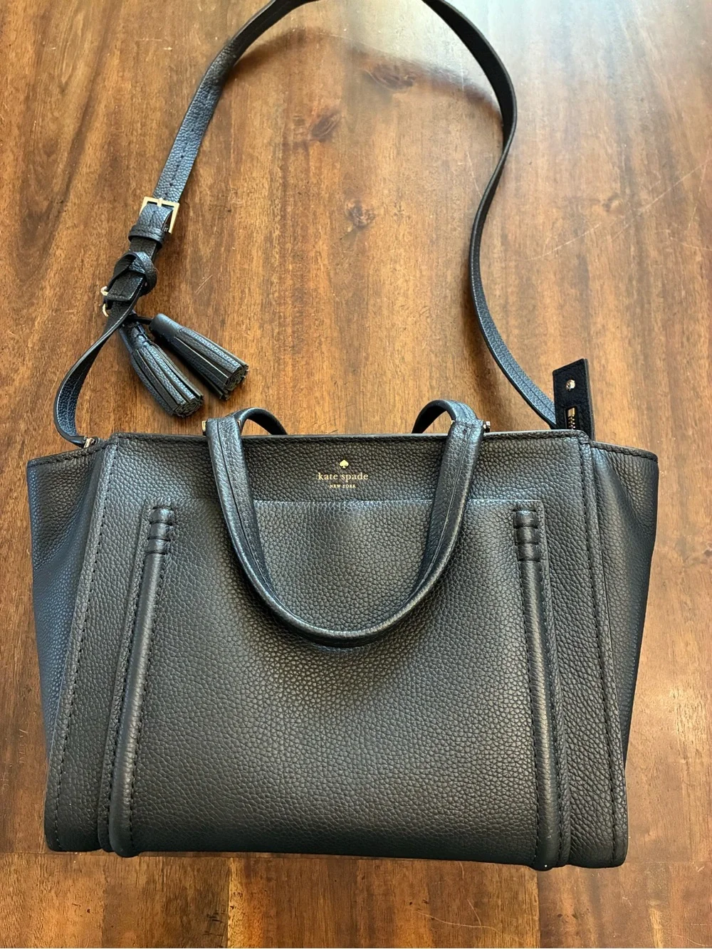 Kate Spade Black Satchel Bag Purse Orchard Street Dillon Tassel Crossbody